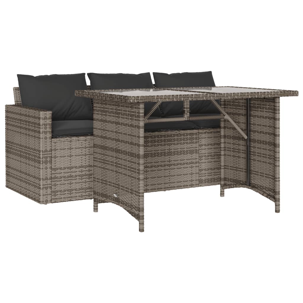 2 Piece Patio Dining Set with Cushions Gray Poly Rattan