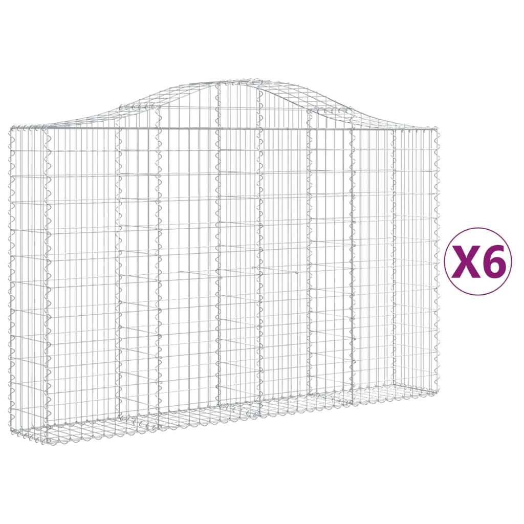 Arched Gabion Baskets 6 pcs 78.7"x11.8"x47.2"/55.1" Galvanized Iron