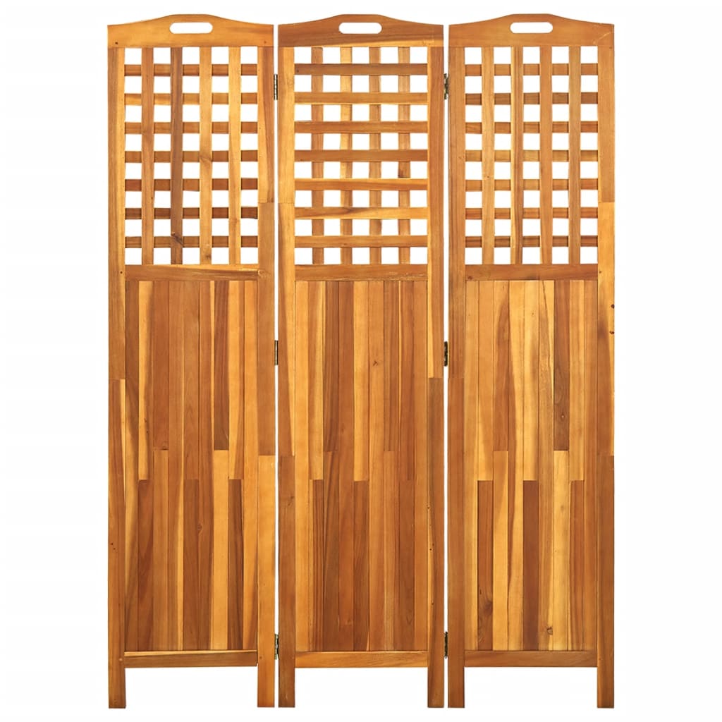 3-Panel Room Divider 47.6"x0.8"x66.9" Solid Acacia Wood