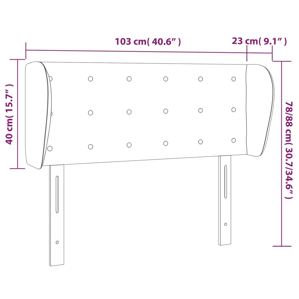 Headboard with Ears Black 40.6"x9.1"x30.7"/34.6" Faux Leather