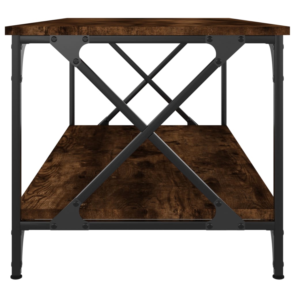 Coffee Table Smoked Oak 39.4"x19.7"x17.7" Engineered Wood and Iron