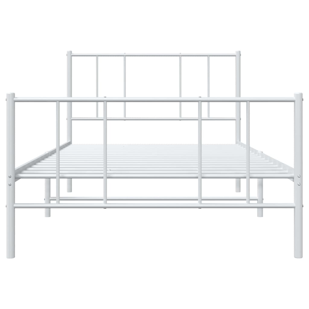 Metal Bed Frame without Mattress with Footboard White 39.4"x78.7"