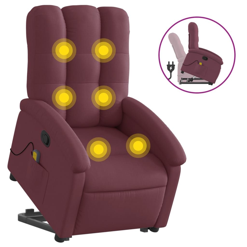 Stand up Massage Recliner Chair Purple Fabric