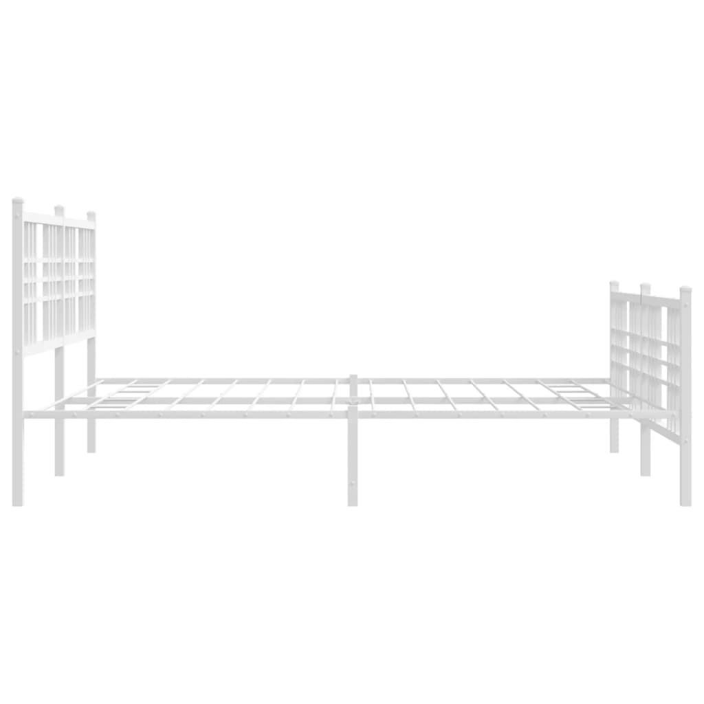 Metal Bed Frame without Mattress with Footboard White 59.1"x78.7"