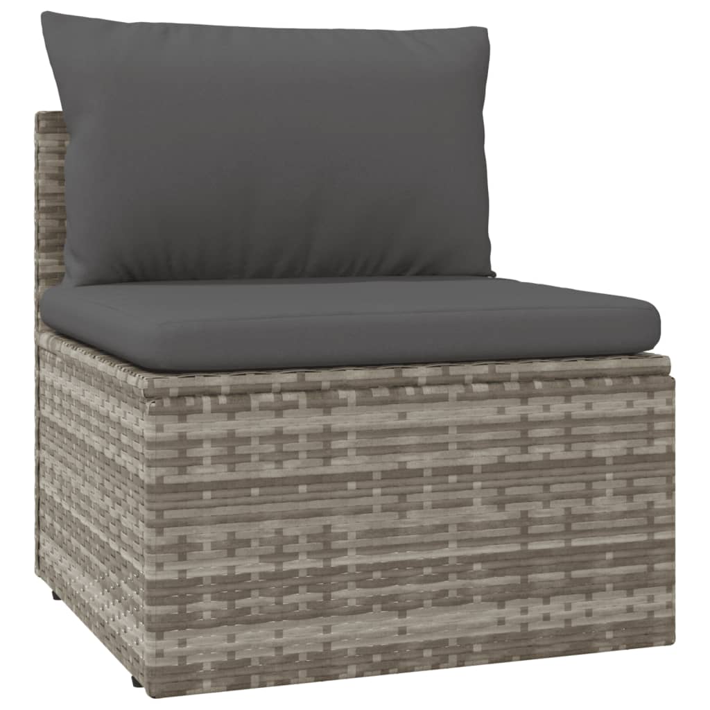 6 Piece Patio Lounge Set with Cushions Gray Poly Rattan