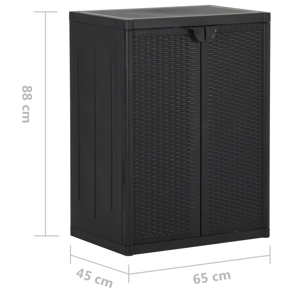 Garden Storage Cabinet Black 25.6"x17.7"x34.6" PP Rattan