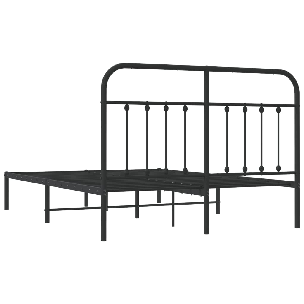 Metal Bed Frame without Mattress with Headboard Black 53.1"x74.8"