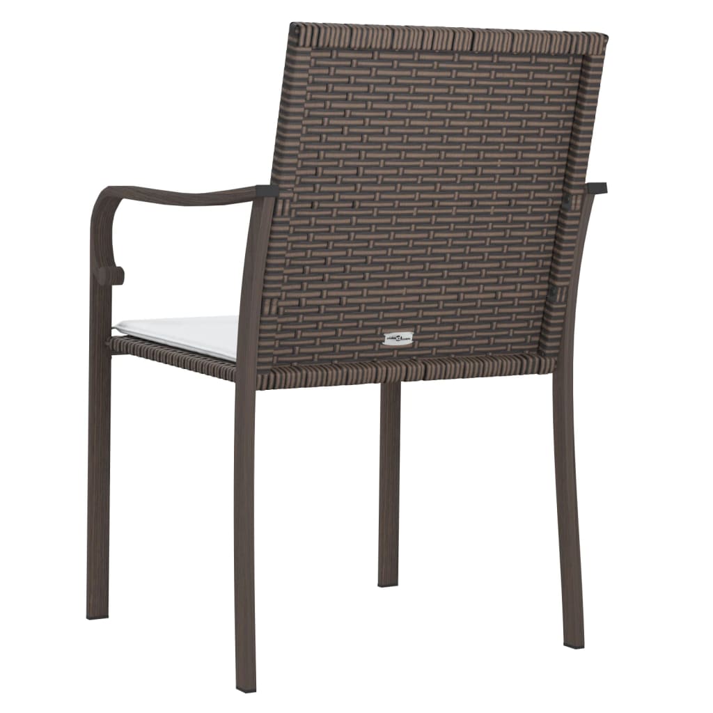 Patio Chairs with Cushions 6 pcs Brown 22"x23.2"x33.1" Poly Rattan