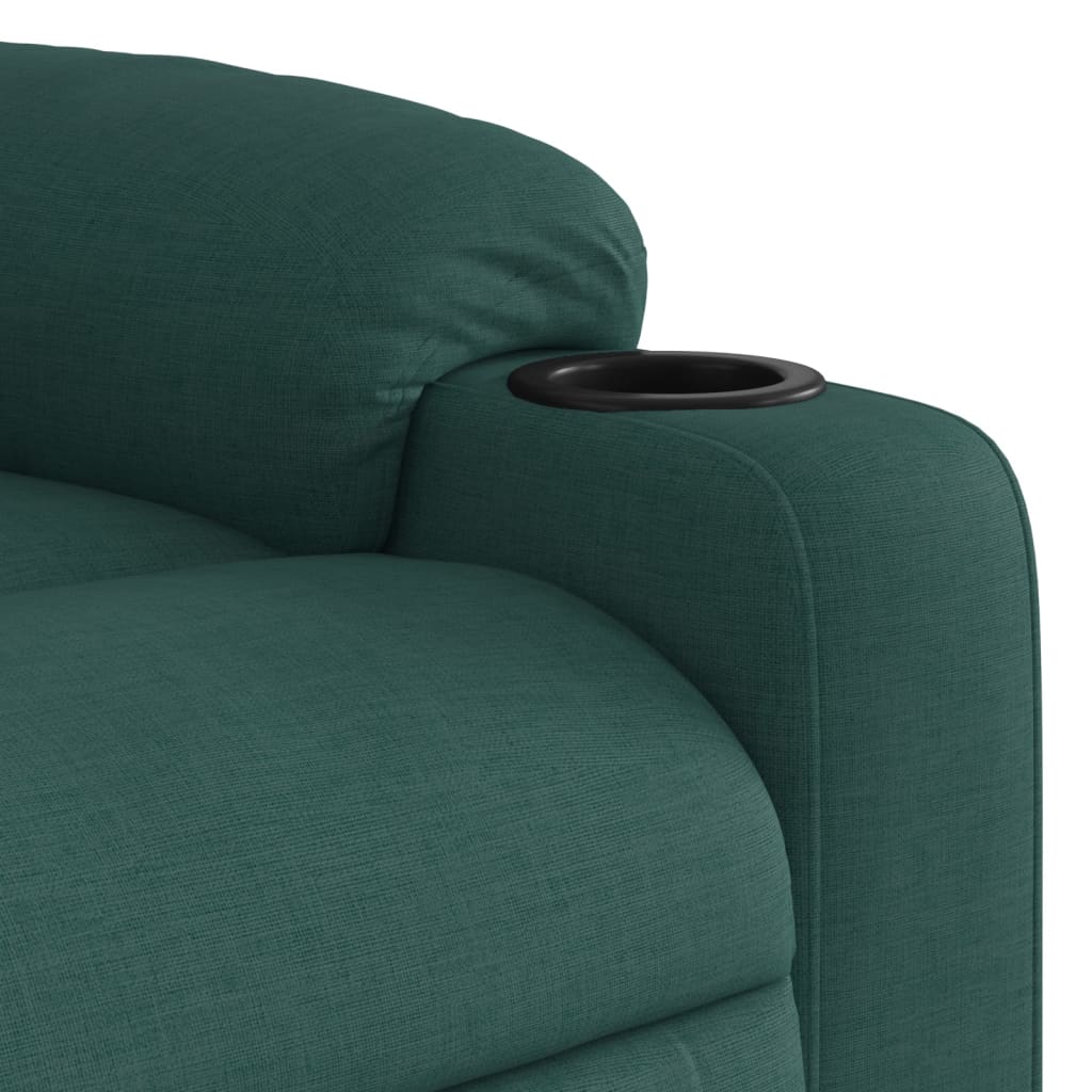 Massage Recliner Chair Dark Green Fabric