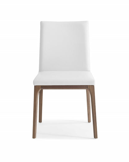 Set of Two White And Brown Upholstered Faux Leather isequal(Yes,No,Wood Dining Side Chairs