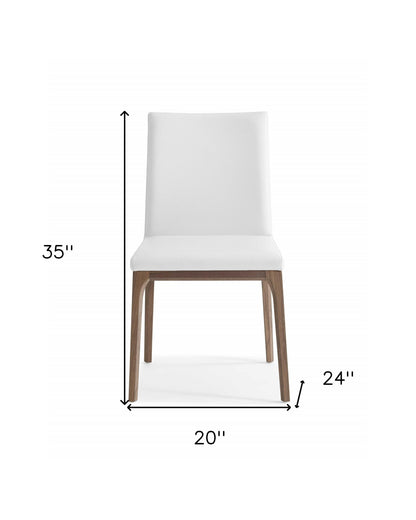 Set of Two White And Brown Upholstered Faux Leather isequal(Yes,No,Wood Dining Side Chairs