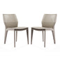 Set of Two Taupe Upholstered Faux Leather Dining Side Chairs