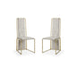 Set of Two Beige And Gold Upholstered Dining Side Chairs