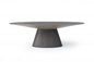 95" Gray Rounded Solid Wood Pedestal Base Dining Table