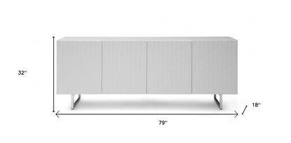 79" White Stainless Steel Solid Console Table