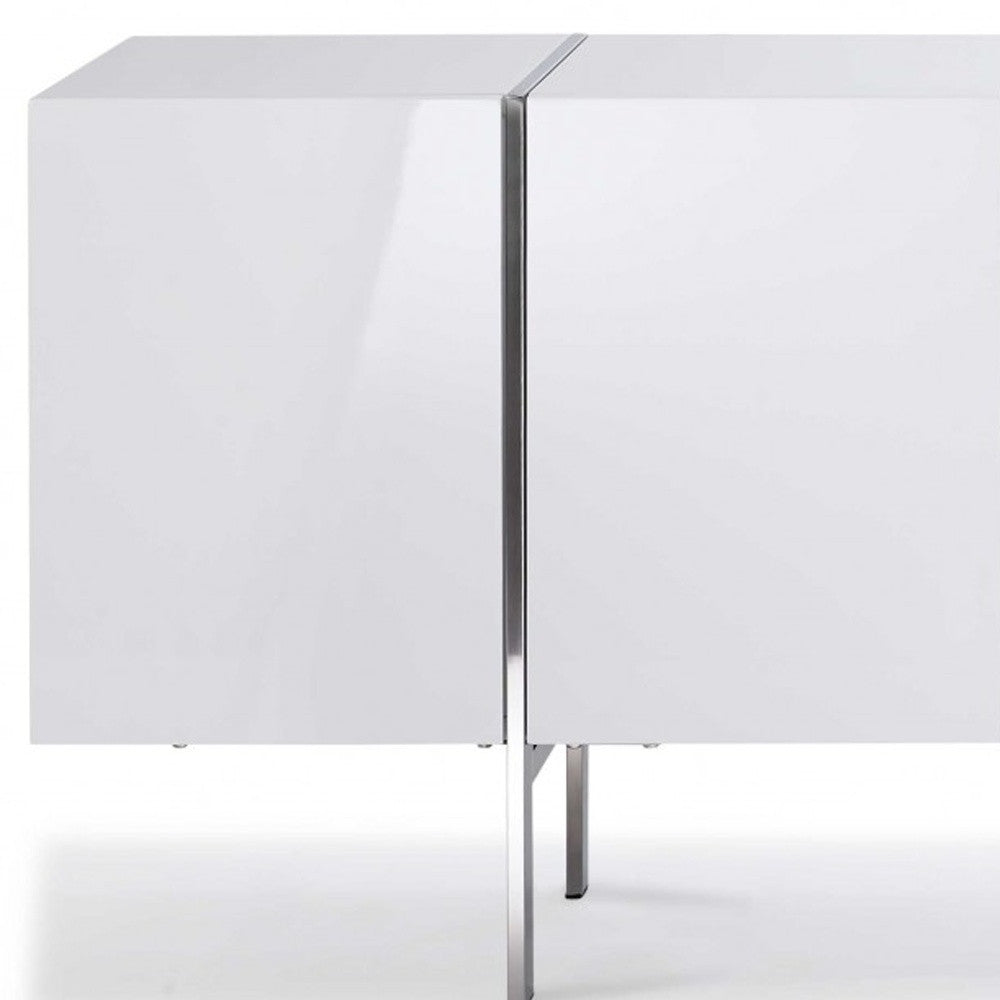 95" White Stainless Steel Solid Console Table