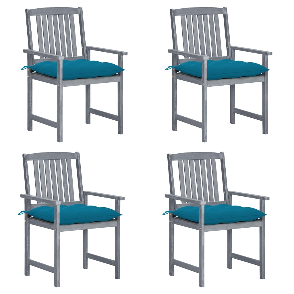 Patio Chairs with Cushions 2 pcs Gray Solid Acacia Wood