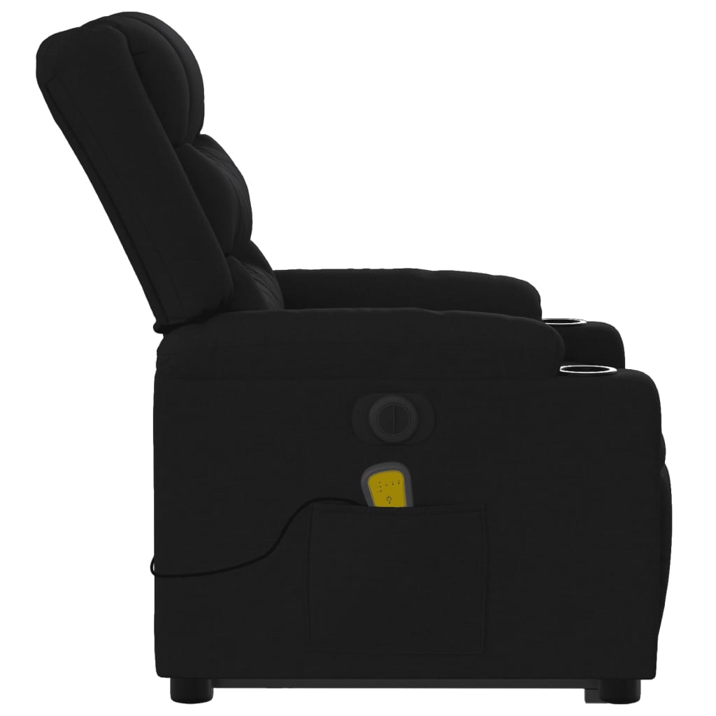 Electric Stand up Massage Recliner Chair Black Fabric