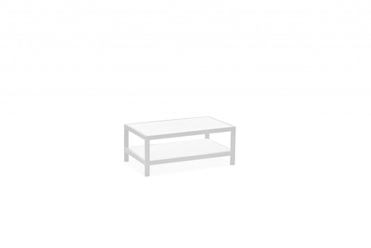 35" White Aluminum Coffee Table With Shelf