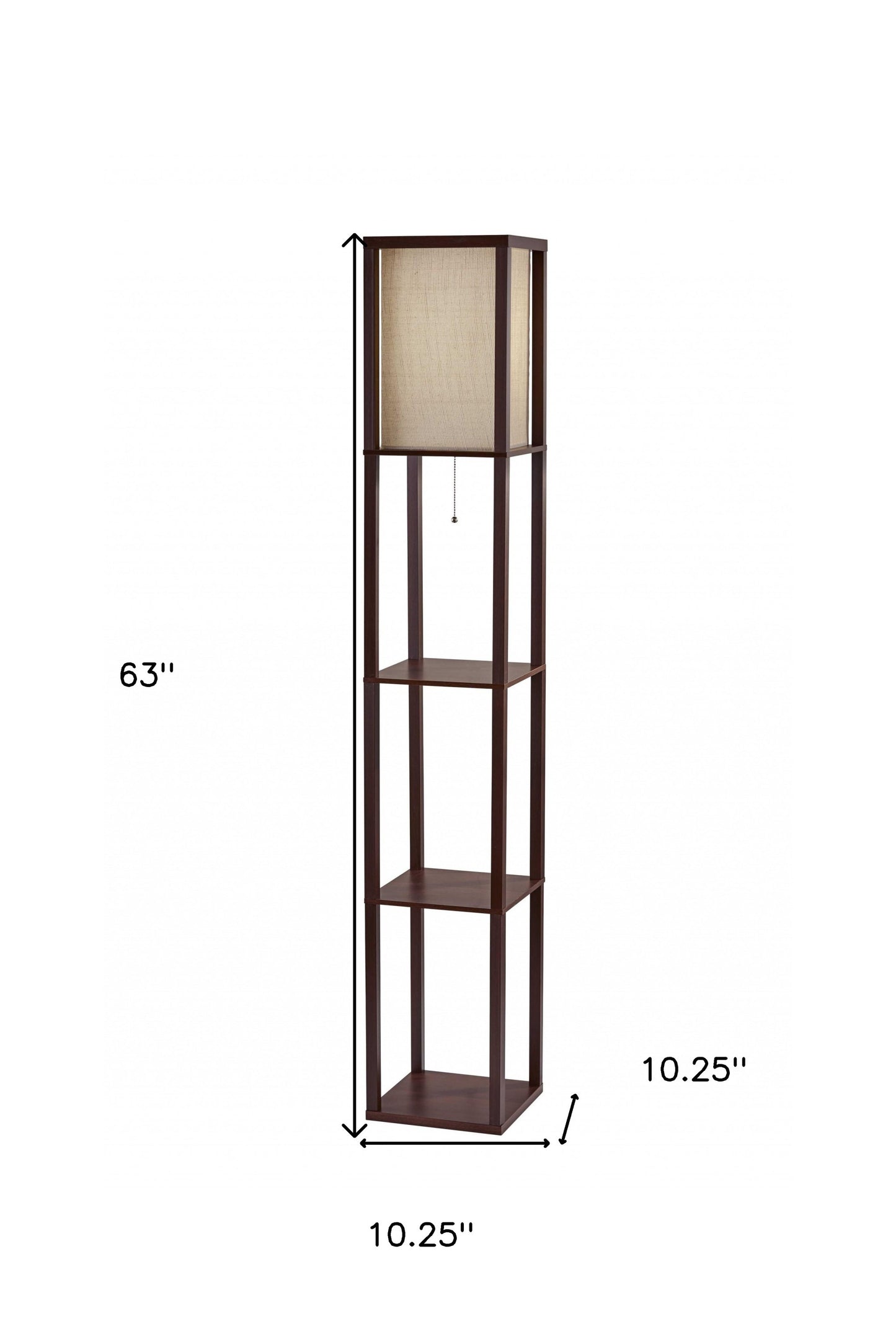 Floor Lamp With Natural Wood Finish Storage Shelves