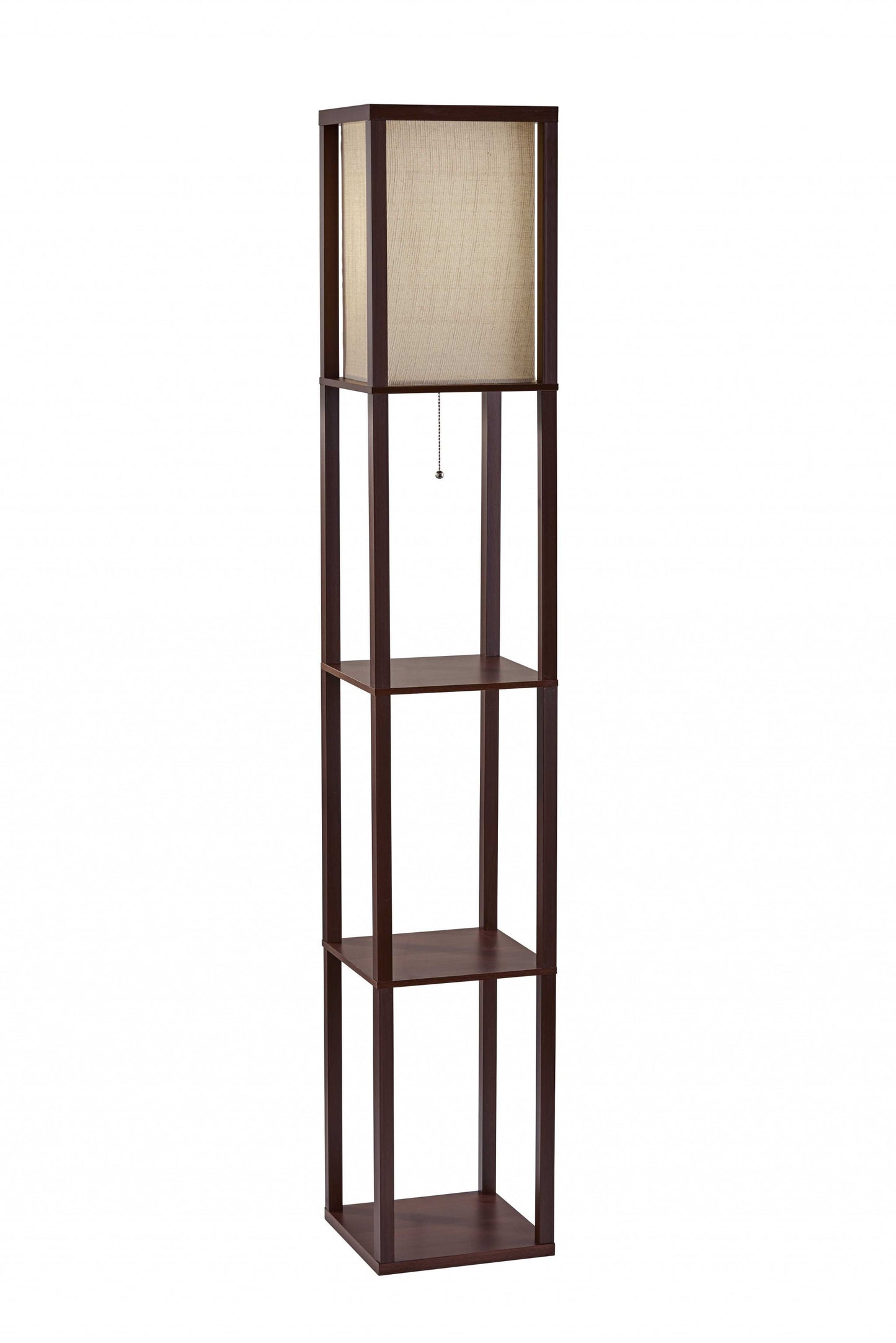 Floor Lamp With Natural Wood Finish Storage Shelves