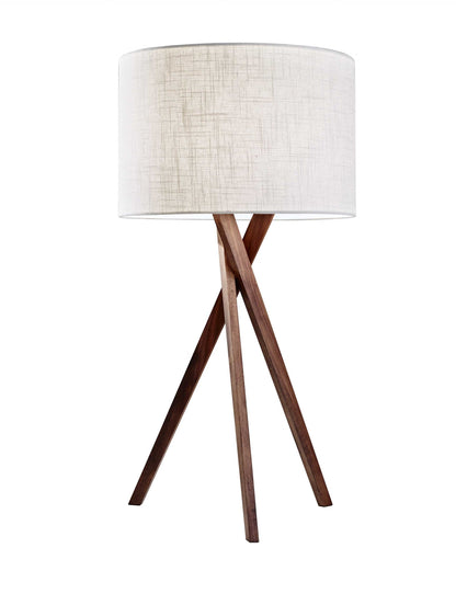 Tripod Leg Walnut Wood Table Lamp