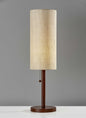 31" Walnut Solid Wood Standard Table Lamp With Beige Shade