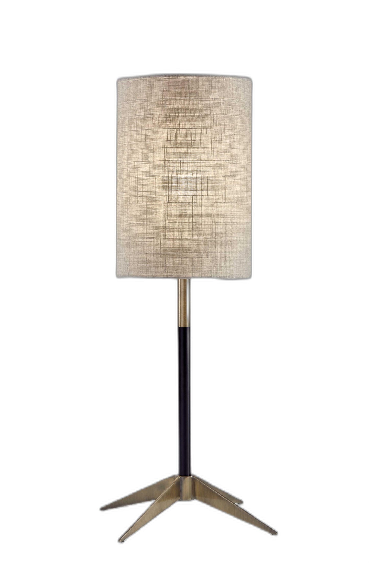 27" Antiqued Brass Metal Table Lamp With Brown Drum Shade