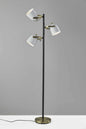 65" Bronze Three Light Tree Floor Lamp With White Solid Color Bell Shade