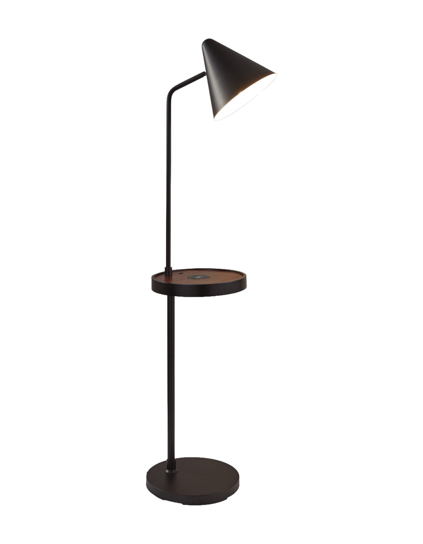 59" Matte Tray Table Floor Lamp With Black Metal Cone Shade