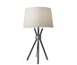 Black Metal Tripod Leg With Antique Brass Accent Table Lamp