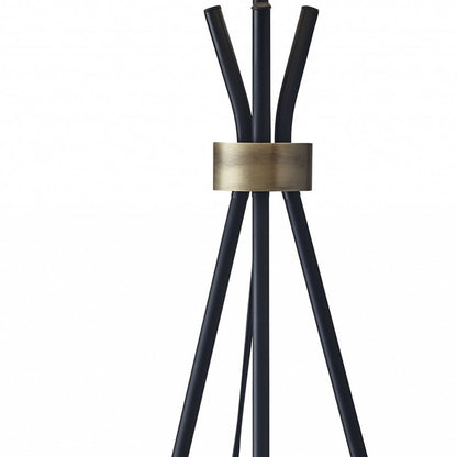 60" Black Tripod Floor Lamp With White Empire Shade