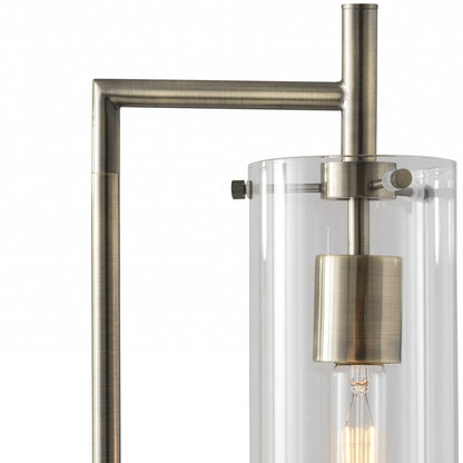 24" Brass Novelty With Clear Cylinder Shade