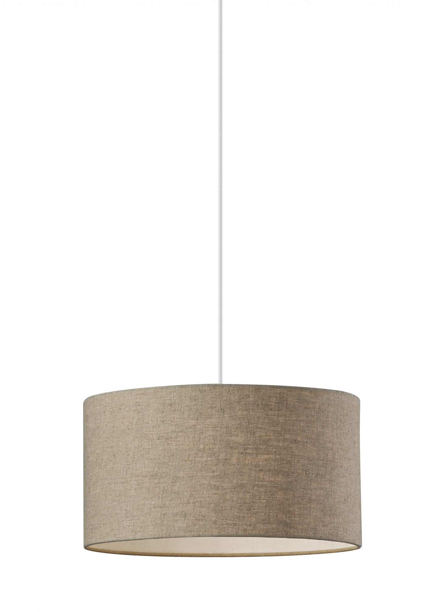 Burlap Fabric Light Brown Electric Drum Pendant Lamp