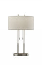 27" Silver Metal Bedside Table Lamp With White Shade