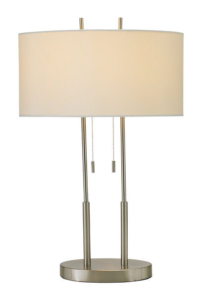 27" Silver Metal Bedside Table Lamp With White Shade