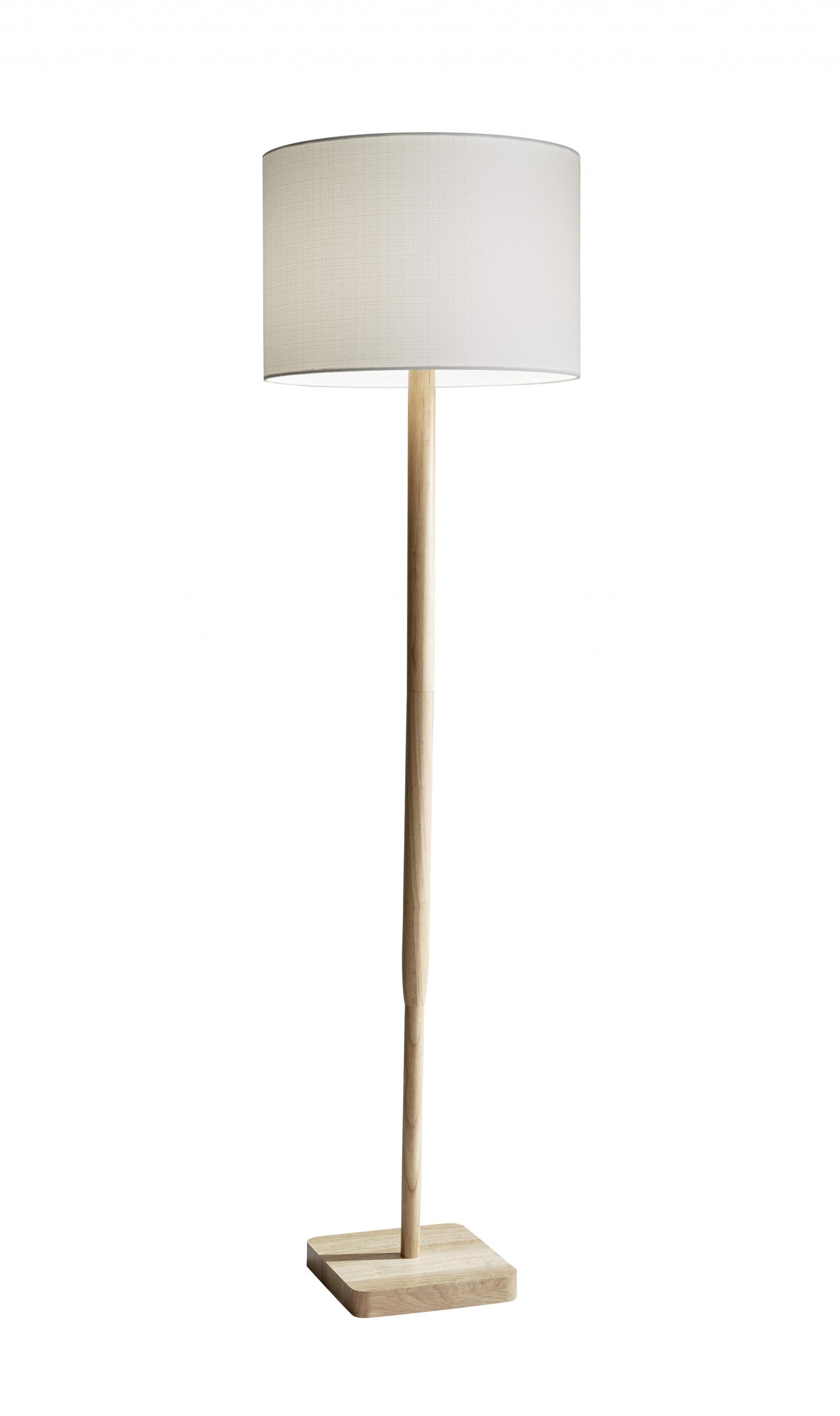 59" Brown Solid Wood Floor Lamp With Dark Gray Fabric Drum Shade