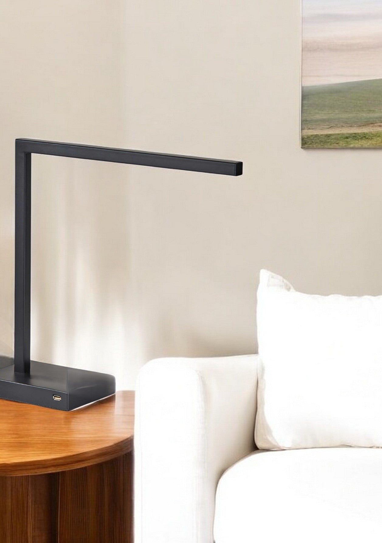 Slender Bar Black Metal Led Charging Desk Light