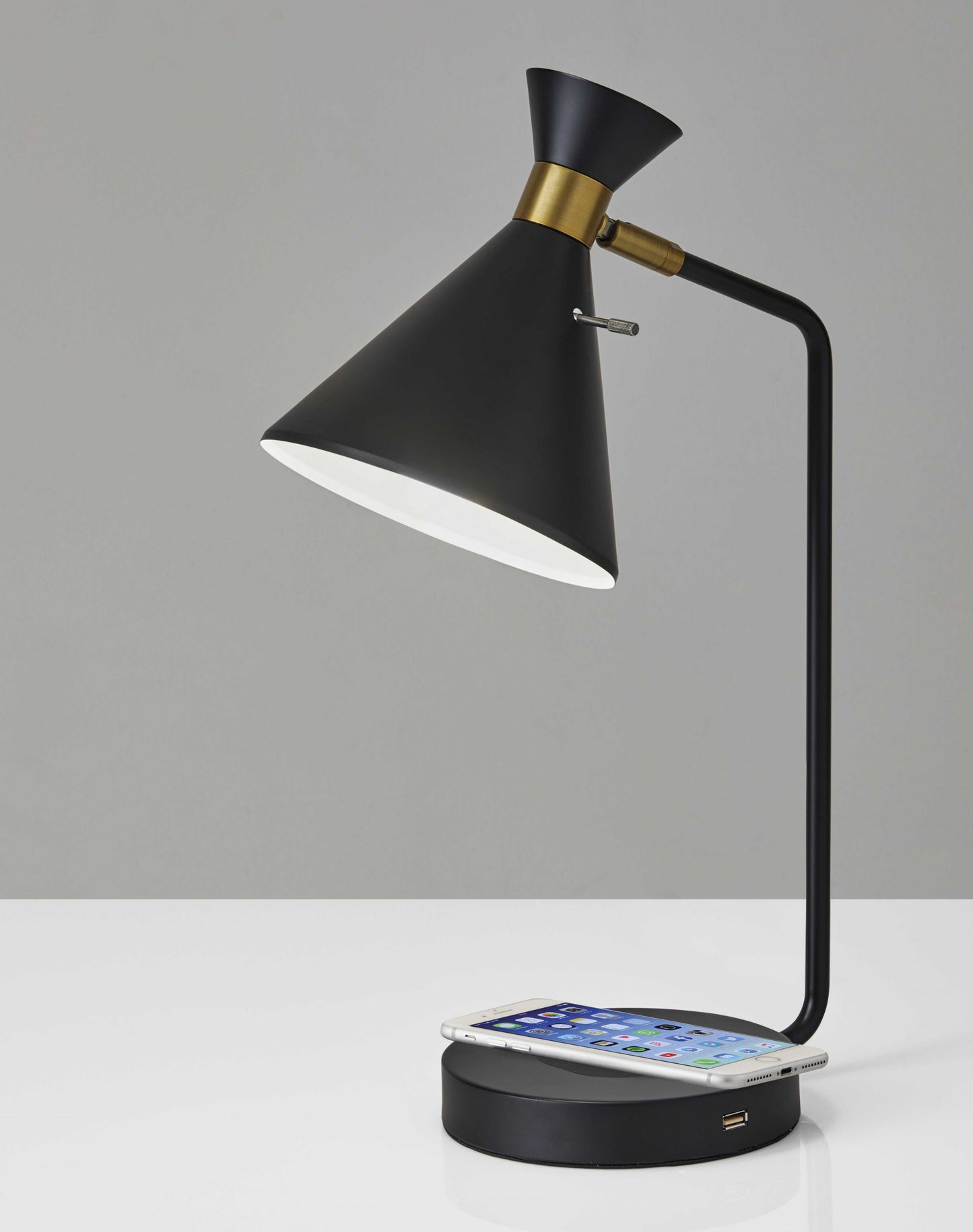 Asymmetrical Diabolo Black Metal Desk Lamp