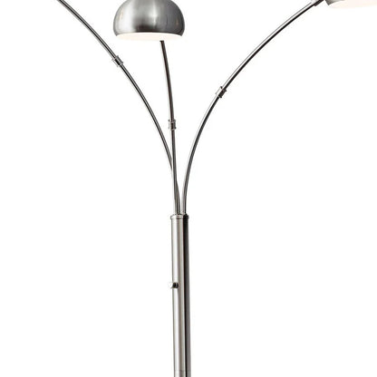 84" Steel Three Light Tree Floor Lamp With Silver Metal Bell Shades