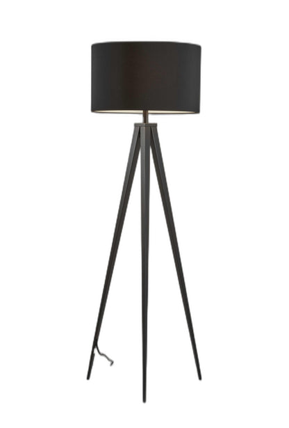 62" Black Tripod Floor Lamp With Black Drum Shade