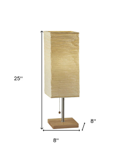 Wildside Paper Shade With Natural Wood Table Lamp