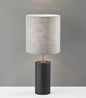 Black Wood Circular Block Table Lamp