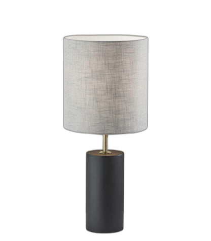 Black Wood Circular Block Table Lamp