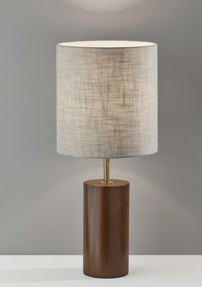 Black Wood Circular Block Table Lamp