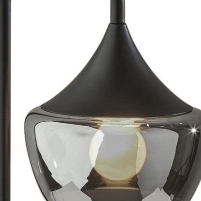 Gnome Smoked Glass Black Metal Table Lamp