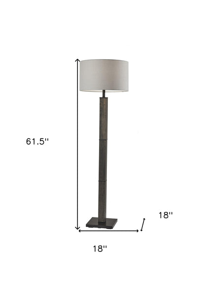 62" Black Traditional Shaped Floor Lamp With Off-White Drum Shade