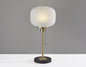 22" Antiqued Brass Table Lamp With White Ribbed Frosted Glass Dome Shade