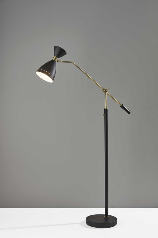 66" Black Adjustable Task Floor Lamp With Black Metal Cone Shade