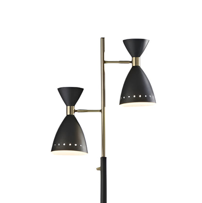 68" Black Task Floor Lamp With Black Metal Cone Shade